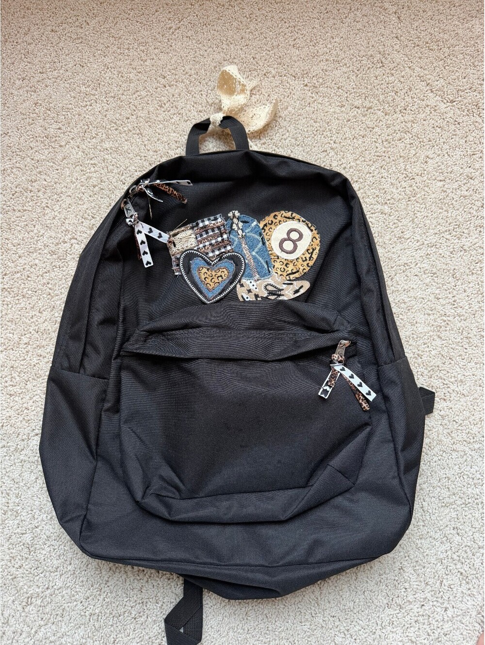 Upcycled JanSport Black Backpack Custom Western Rodeo Cowgirl Patch Backpack